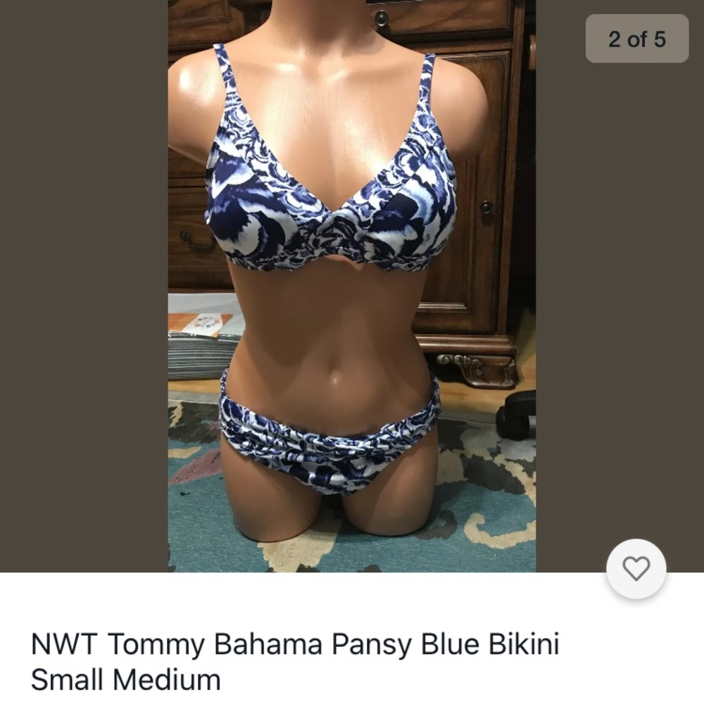 NWT Tommy Bahama 3 pc bikini blue Small Med